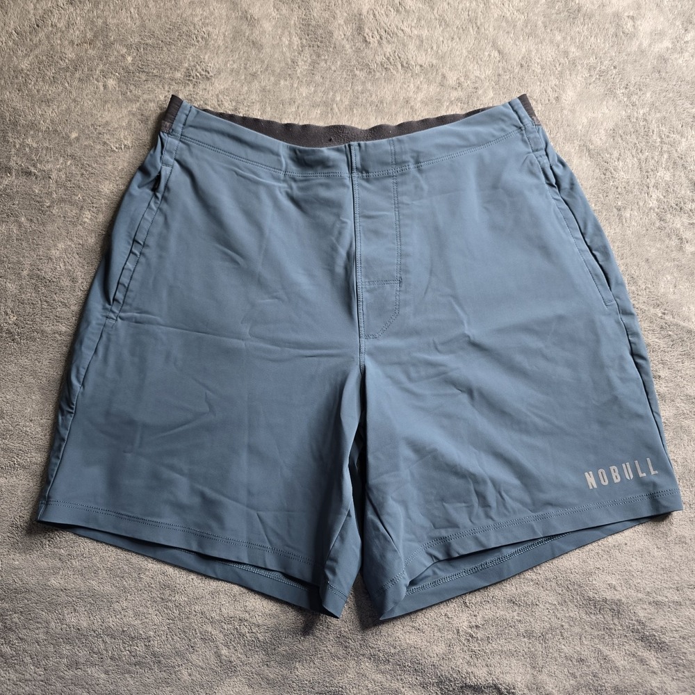 NOBULL Shorts Mens Large Blue Athletic Training Gym CrossFit Drawstring Stretch